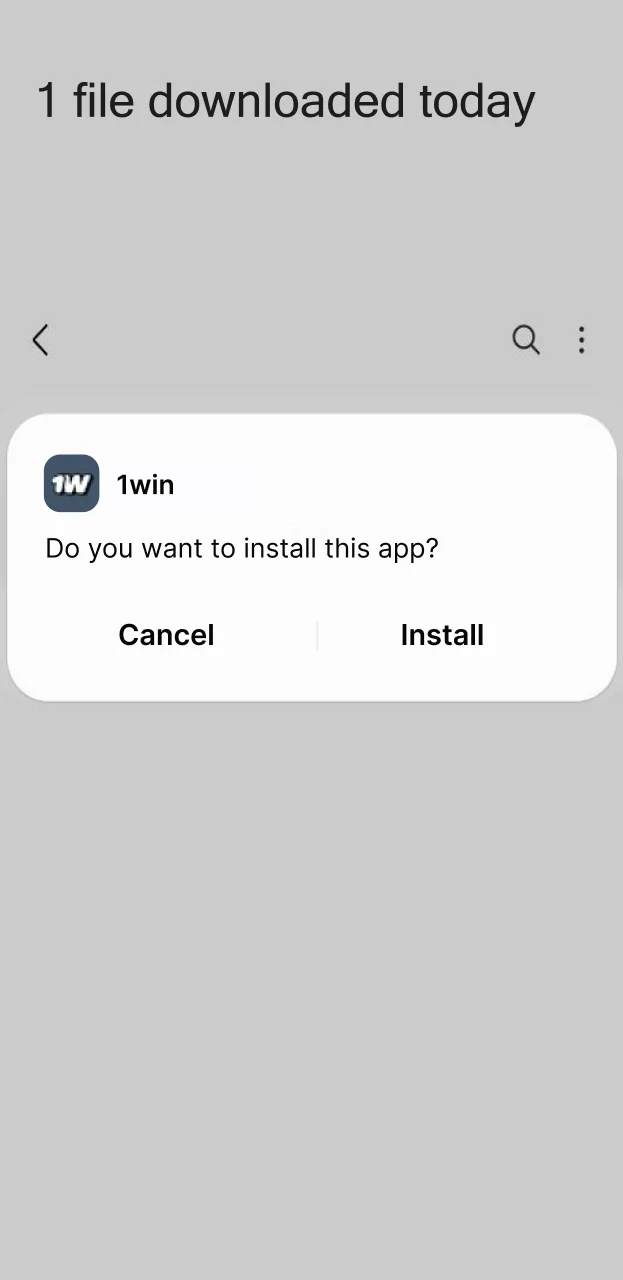 Confirm the installation of the 1win application on your mobile device.